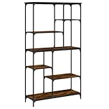 vidaXL Bookshelf Bookcase Storage Cabinet - Smoked Oak Engineered Wood and Steel - Ample Storage - Adjustable Feet