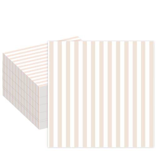 Stxy's Ivory Beige Striped Napkins (60ct) 5'x...