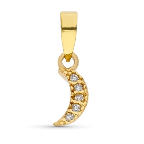 Pendentif lune en or 9 carats orné de 5 diamants le cadeau d'anniversaire inoubliable