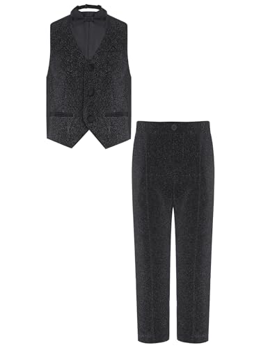 Image of YiZYiF Boys Suit Dress Clothes Ring Bearer Outfit Homecoming Dresses Boy Vest Pants and Bowtie Set Wedding Tuxedo Suits