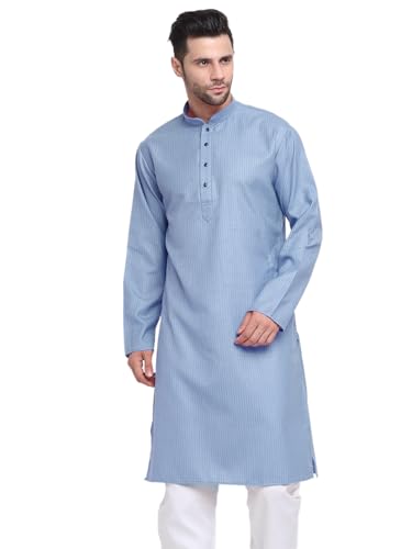 Image of KRAFT INDIA Men Cotton Stripped Kurta ONLY