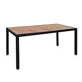 Mendler Poly-Rattan Esstisch HWC-F48, Esszimmertisch Gartentisch Tisch, Akazie Holz 150x90cm ~ anthrazit