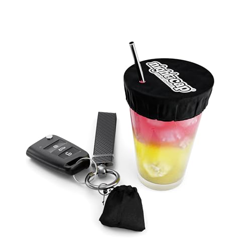 NightCap - The Original Drink Cover Scrunchie, as seen on Shark Tank - Anti Spike Drink Covers - Drink Protector Scrunchie for Women - Fits Most Cups & Glasses, Reusable - Black