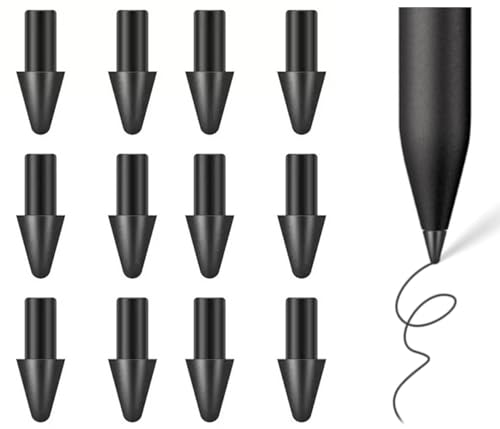 [OEM 12PCS] Carbon-Filled Tips for Remarkable Paper Pro Pen Tips Durable Nibs Compatible with Remarkable Paper Pro 2024 Stylus Pen Replacement Tips/Nibs (12PCS Tips-Black)