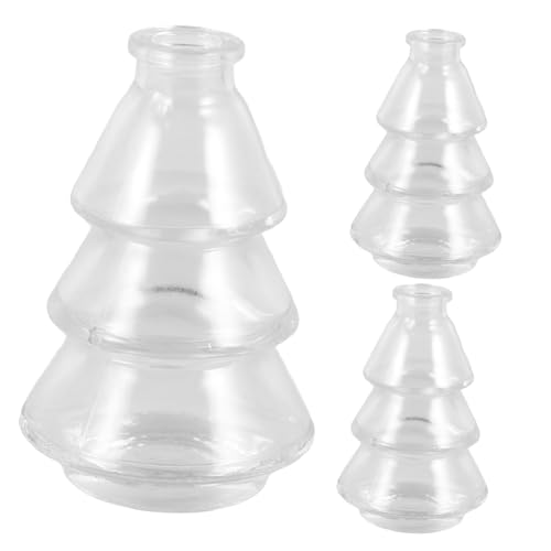 Homoyoyo 3piezas Jarrón Sencillo De Vidrio Transparente Jarrones Únicos Tallados Jarrones Pequeños para Centros De Mesa Hogar