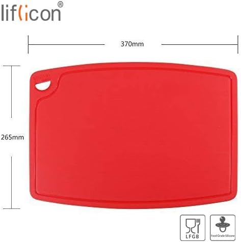 Liflicon Extra Large Thick Silicone Cutting Board 14.6'' x 10.43'' BPA Free and FDA Approved Chopping Board Flexible Cutting Mats Dishwasher Safe-Red