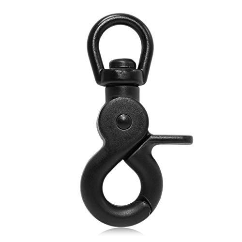 Ganzoo Scheren-Karabiner Haken mit 360° Drehgelenk, schwarz matt, 2 Stück, legierter Stahl 61 mm Länge, Schnellverschluss für Hunde-Leine/Halsband, Schlüsselanhänger, Paracord-Flechtarbeiten