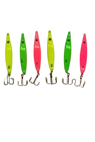 KOKOPROS Kokanee Salmon Fishing Jigs – Vertical & Flutter Jigs – Metal Construction – Assorted Sizes & Bright Colors – Ideal for Salmon & Trout – Multi-Pack