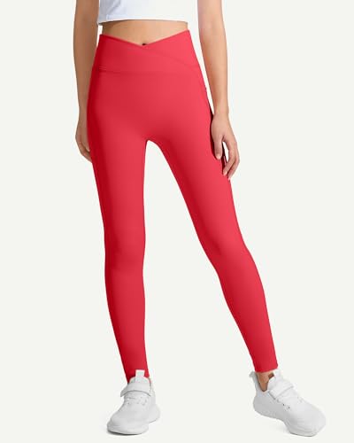Image of JOCMIC Girls Athletic Leggings High Waist for Kids Yoga Dance Gym Pants with Pocket
