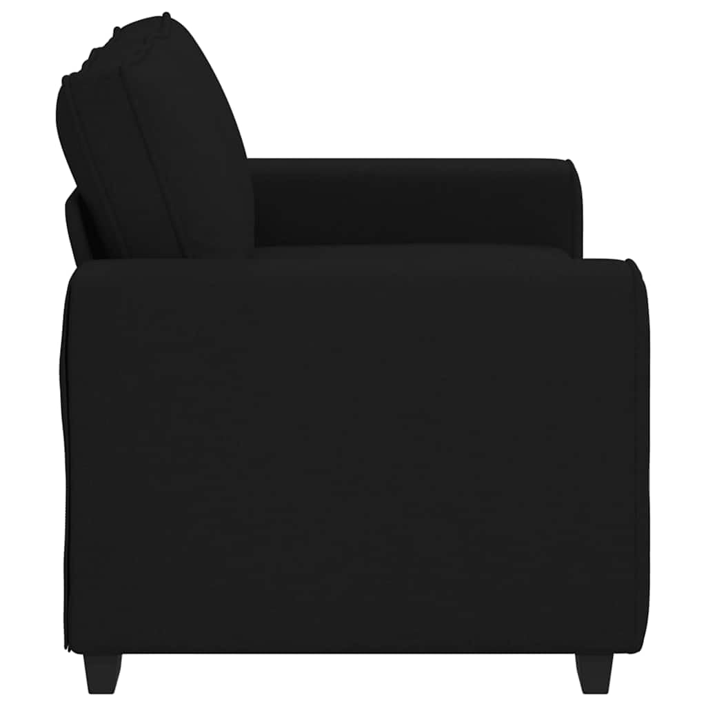 Sofá de relax de 2 plazas, color negro, 160 x 77 x 82 cm, tela con amplios reposabrazos y estructura robusta de madera y metal para salón y oficina