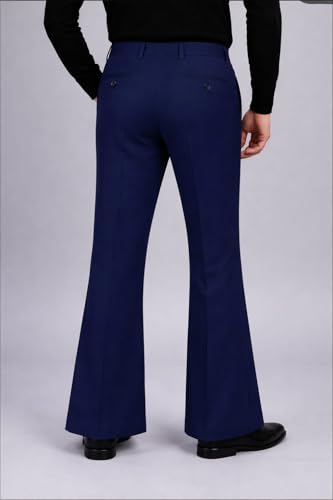 Image of Men's Office Wear Bell Bottom Trousers | Comfortable Fit Formal Pants | Suitable for Work, Meetings and Everyday Use (in, Numeric, 32, Regular, Navy Blue)