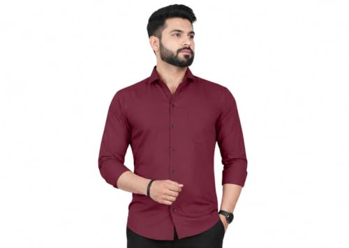 Image of Men Plain Collared Casual Shirt Comfortable Breathable Regular Fit Modern Stylish Everyday Office Outfit