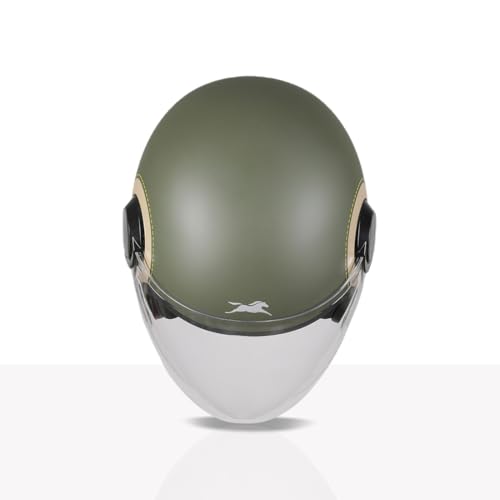 Image of TVS Silk Route Helmet for Men & Women | Vintage Open Face Helmet with Clear Visor | ISI & DOT Certified | ABS Shell | EPS Liner | Retro Stylish for City & Highway Riding
