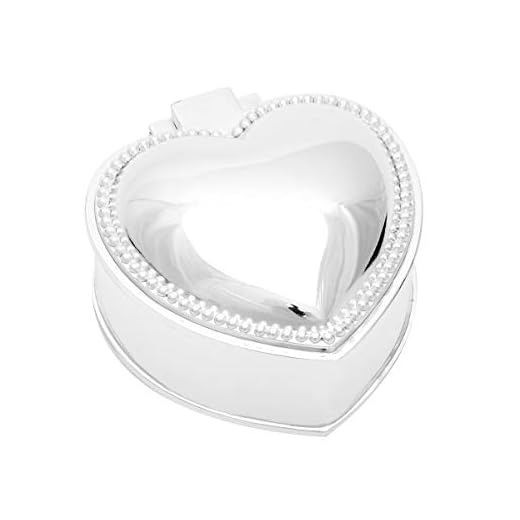 Brillibrum Design Schmuckschatulle Herz inkl. Wunschgravur aus Metall versilbert Herzschatulle mit Perlenmuster Ringschachtel Schatulle mit Gravur bis 15 Zeichen