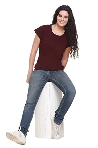 Image of GODFREY Women Round Neck Half Sleeve Cotton T Shirts