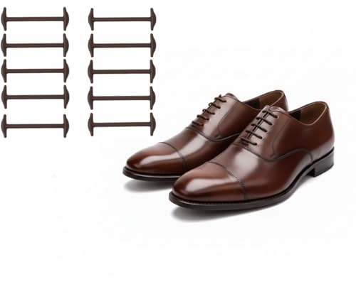 Koollaces Elastic No Tie Dress Shoe Laces for Men &ndash; Silicone Anchor-Type Laces, Black & Brown...