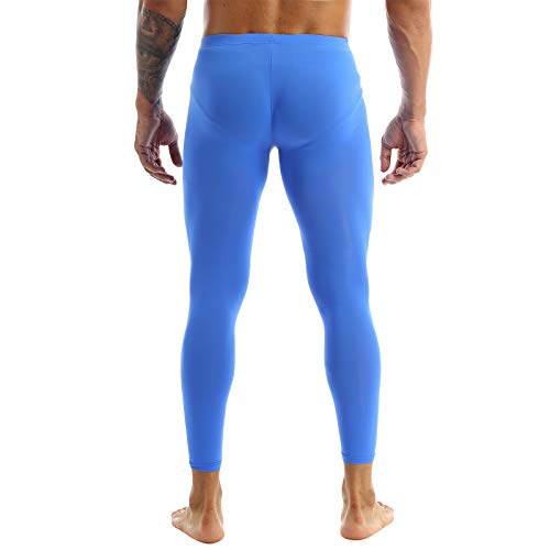 Mens Ice Silk Bulge Pouch Thermal Underwear Support Sleep Bottom Lounge Leggings Pants Tights4
