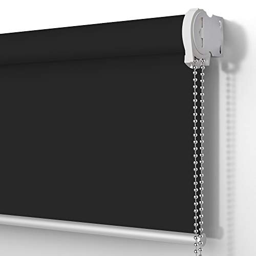 SUAKY Blackout Window Blinds Roller Shades, Black Custom Window Shades Elegant Roller Blinds, Energy Saving UV Protection Roller Shades for Windows, Doors, French Doors