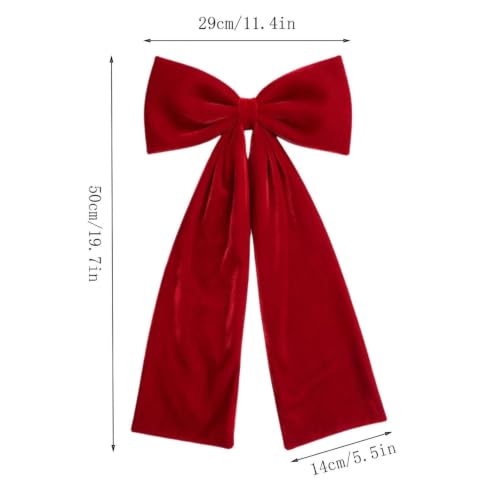 Large Velvet Christmas Bows Red Bows for Xmas Tree 19.7 X 11.4in, 1 Pack - image 3