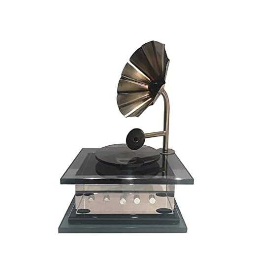ZXNQ Modelo de Reproductor de gramófono Retro Vintage - Adorno de exhibición de Ventana de Reproductor de CD de Cristal Moderno,A
