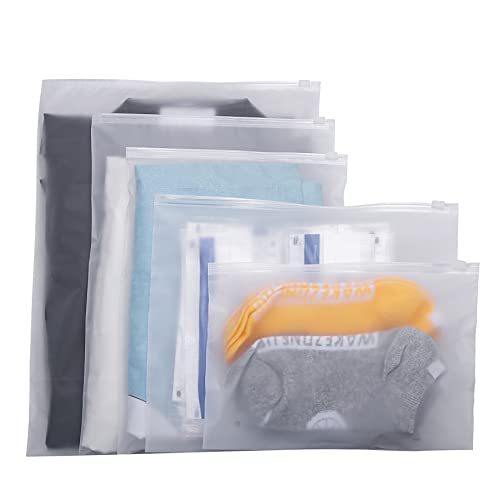 30 Pcs Reusable Clothes Zipper Bags in 5 Sizes, Frosted Plastic Travel Storage Bag, Hospital Bag Maternity Essentials, Home