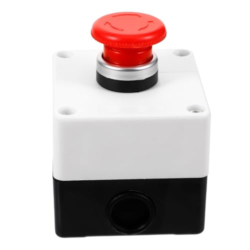 PATKAW Caja de Estación de Plástico para Fábricas y Laboratorios de Pulsadores Botón de Emergencia Momentáneo Función de Corte de Energía de Emergencia
