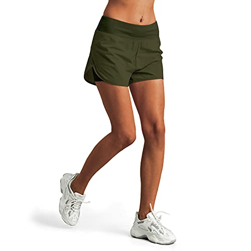 M MOTEEPI Short feminino de corrida de cintura alta com forro esportivo esportivo com bolsos para te