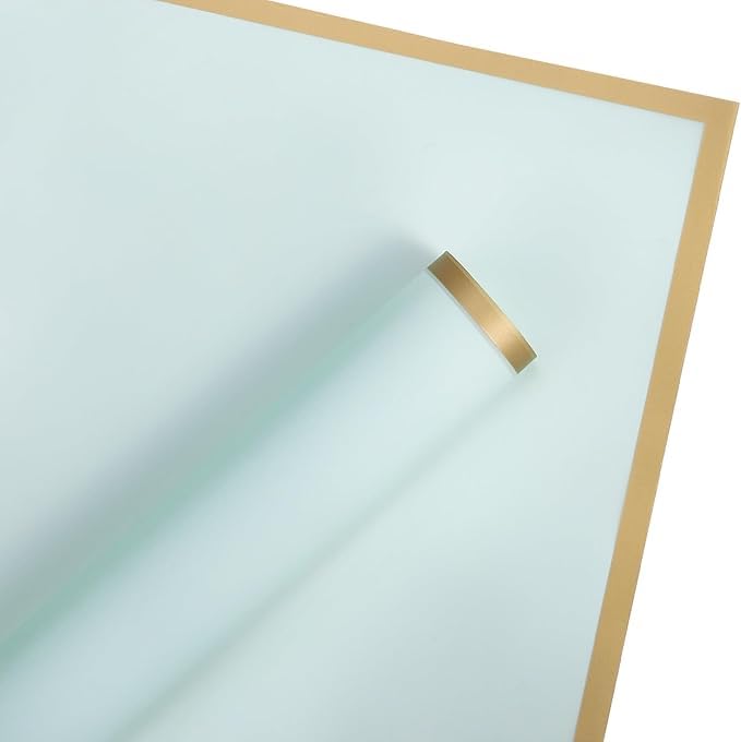 Image of Zarwani - 10 Sheets Korean Style Waterproof SkyBlue Bouquet Wrapping Paper (58cm x 58cm, 60 Microns) | Golden Border Design, Giftwrap for Flowers & DIY Gift Wrapping Paper (10, Gold Border Sky Blue)