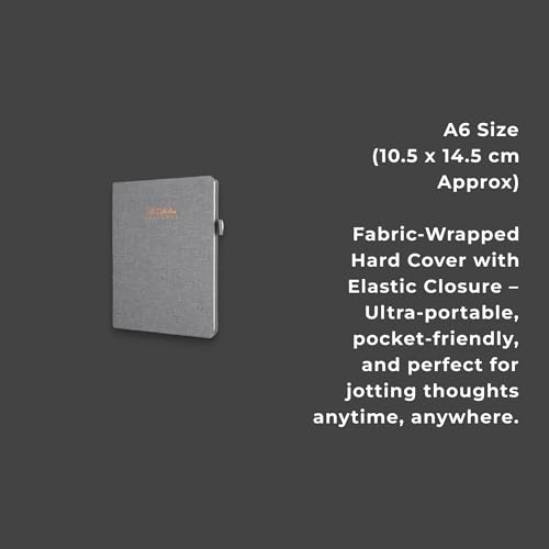 Image of Pragya Elite Collection A6 Classic Diary Notebook Canvas Finish Hard Cover 80 GSM Paper, 192 Pages Greyish Colour Pack of 2 (A6)
