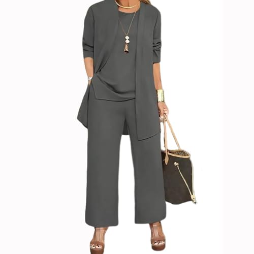 JIAALU Hosenanzug Damen GroßE GrößEn Abendanzug Festlich Elegant 3-Teiliges Set Hochzeitsgast Festmode Cocktail Abendmode