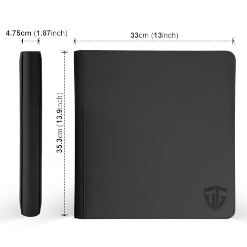 Image of 12 Pockets Trading Card Zipper Binder for 720 Cards| Secure Side Loading Pockets | Trading Card Album Folder | Compatible with YuGiOh, MTG(Black 12)