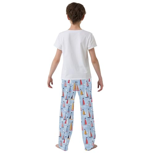 ZZXXB Sailboat Boys Long Pants Soft Trousers Elastic Waist Kids Lounge Bottoms with Pockets S-XL3