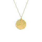 MIONZA 18K Gold Vermeil Sun and Nature-Themed Necklaces for Women, Celestial and Ocean-Inspired Pendants, Dainty Jewelry, İdeal Gifts for Her (Sun Coin Necklace)