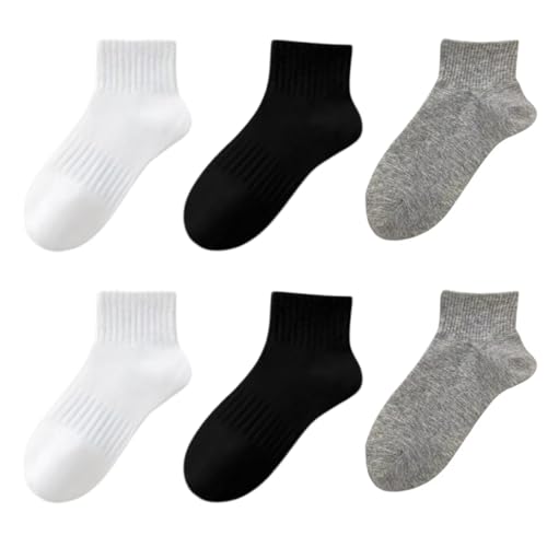 6-Pack Breathable Cotton Socksfor Men & Women Anti-Slip StretchCrew Socks(US 5-14) Reinforced HeelToe 4 Colors