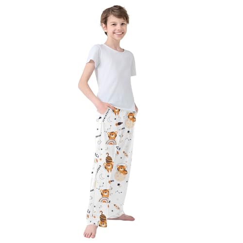 Boys' Pants Tiger Space Star Moon Long Bottoms Jogger Pants Elastic Waist Trousers with Pockets S-XL4