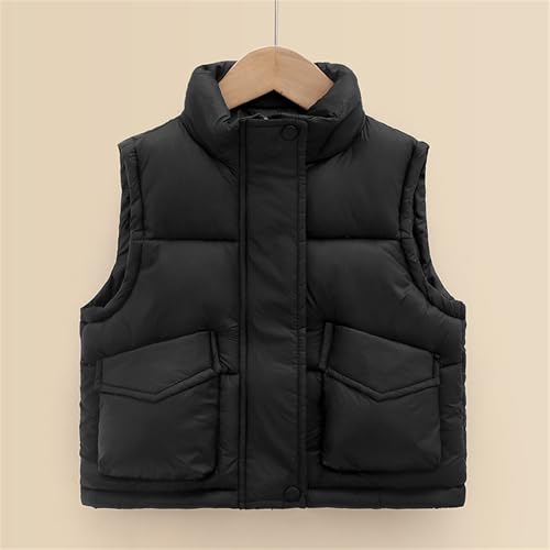Kids Boys Girls Puffer Vest Jacket Sleeveless Mock Neck Zip Up Plain Down Coat Fall Winter Warm Soft School Outwear3