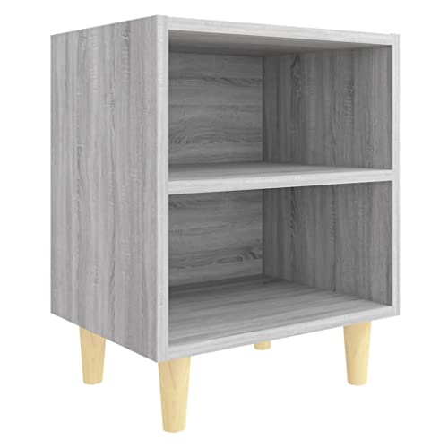 Table de chevet gris sonoma avec 2 étagères pour meuble scandinave - 2
