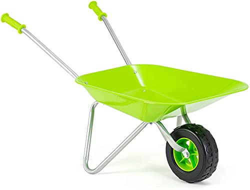 Unibos | Wheelbarrow Set Children Metal Construction Wheel Barrel Easy to Assemble Kids Gardening Tools Garden Gfits for Children | Green