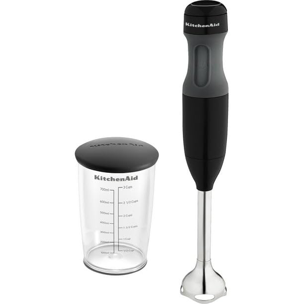 KHB1231 batidora de mano con cable de 2 velocidades, color negro ónix, mango de agarre suave, tarro de mezcla de 3 tazas sin BPA con tapa, para mezclar rápidamente ingredientes para batidos