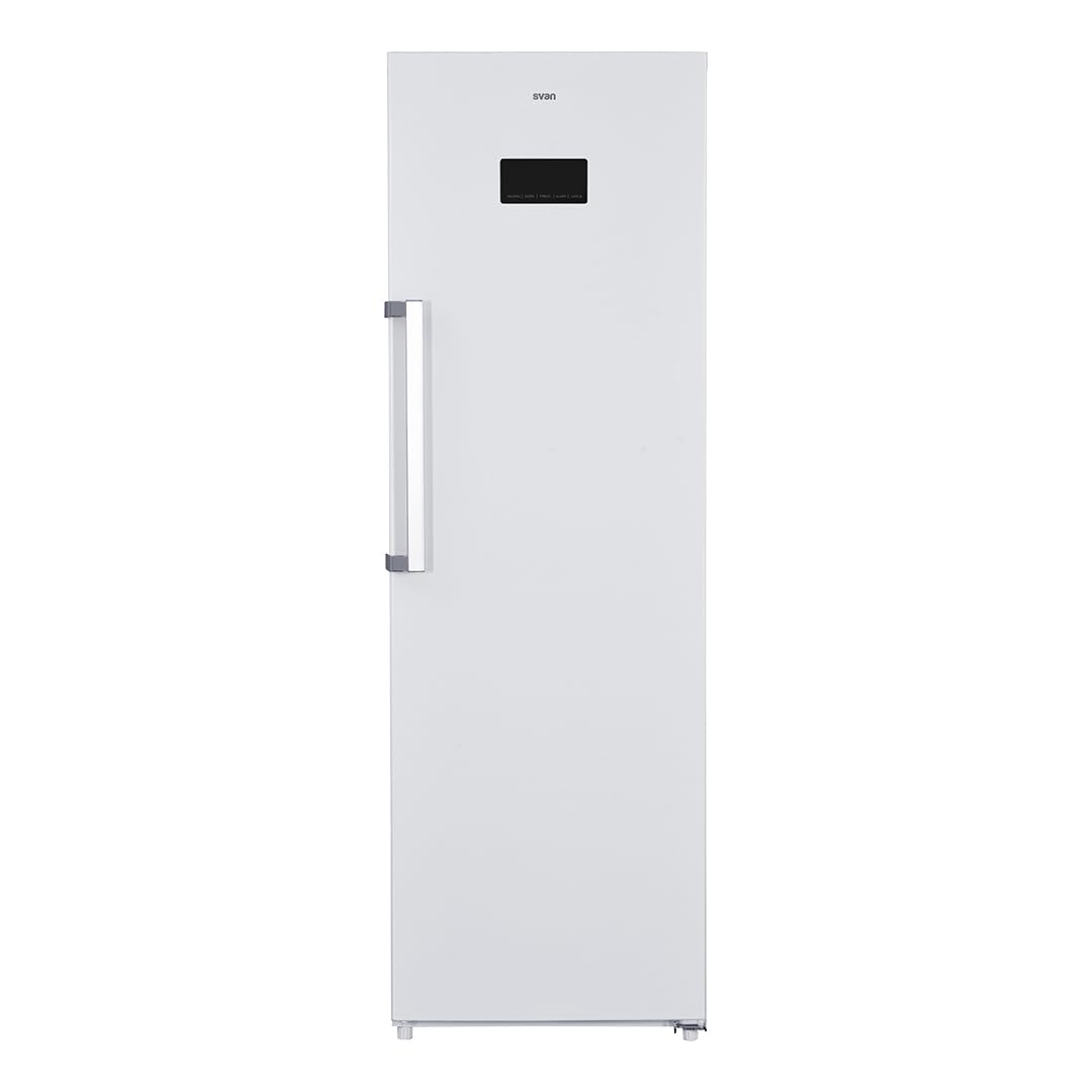 SVAN Refrigerador Blanco, 1 Puerta. SR185602ENFD, Capacidad 359 Litros, No Frost, Multi Air Flow, 40 dB, Puerta Reversible, Apertura con Tirador, Clase Energética E