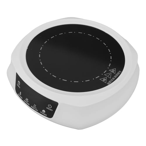 Portable 800W Electric Mini Stove, Multi Functional Heating, 8 Adjustable Power Levels, Customizable Timer, Mini and Portable for Boiling Water Making Tea Coffee (White)