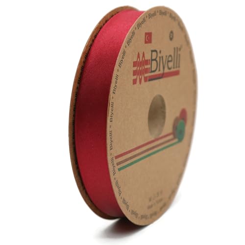 Image of Fold Satin Bias Tape - 99+ Colors - 3 /4 Inches Wide - 27 Yards - Fold Satin Binding Bias Ribbon Fabric Piping Bias Binding Tape for Sewing Clothing DIY (22. Wine Red) BYS22
