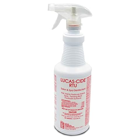 LUCAS-CIDE RTU Hospital Grade Salon & Spa Disinfectant Spray, Ready to Use, 32 Ounce - Red Cover