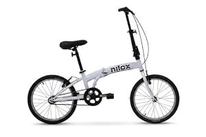Nilox, Bike X0, Bicicleta Plegable Adulto, Fácil de Transportar, Diseño Moderno con Cuadro de Acero Opaco y Ruedas de Aluminio de 20'', Bicicleta Adulto Ligera de 12 kg, Blanca