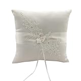 BELOWSYALER Dekorativer Spitzenring-Halter, praktisches Hochzeitskissen mit Stickerei-Blumen-Design für Zeremonie, Dekoration, romantischer Spitzenhalter