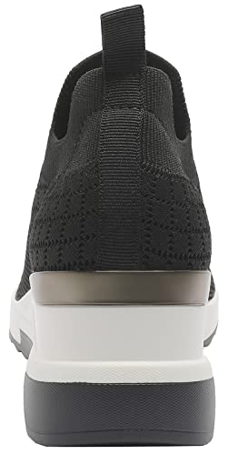 YZ High Heel Black Wedge Sneakers for Women Knit Upper Breathable Shoes3