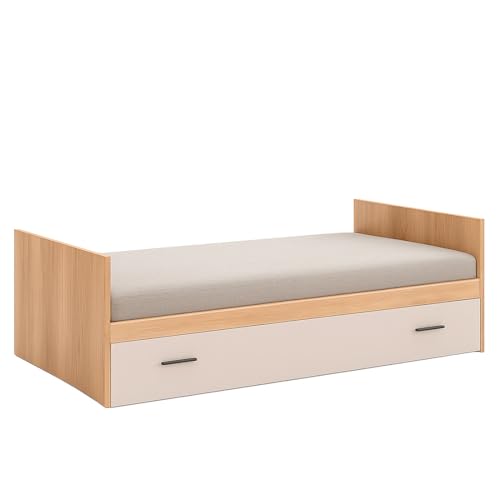 Acomoda Textil - Cama Nido Juvenil de Melamina Cajón Extraíble y Estructura Resistente. Mueble Funcional y Moderno para Dormitorios Infantiles y Juveniles Ideal para Ahorrar Espacio. (58x202,6x98 cm)