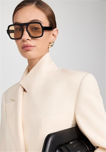 ADE WU Trendy Square Sunglasses for Women Men,Vintage Square Aviator Sunglasses Fashion 70s Inspired Stylish Flat Top Shades2