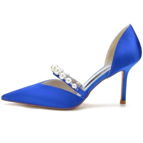 JOEupin Women's Closed Toe High Heels Wedding Shoes for Bride Closed Toe Pearl Bridal Heels Formal Evening Party Pumps3