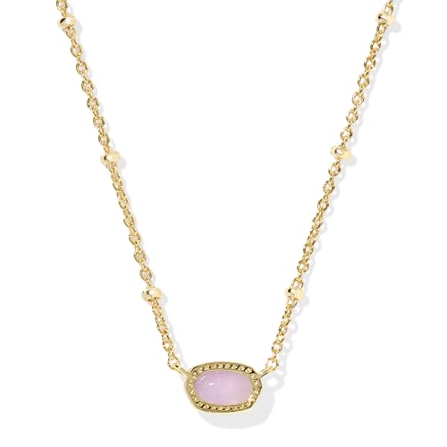Kendra Scott Mini Elisa 14k Gold-Plated Satellite Short Pendant Necklace, Fashion Jewelry for Women, Purple Amethyst